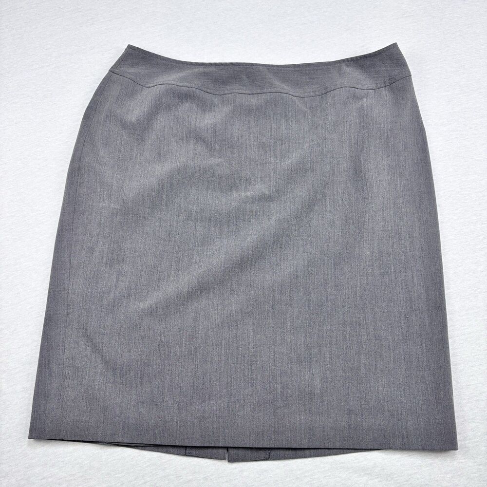 Worthington Skirt 14 Gray Pencil Stretch Back Slit Office Lined